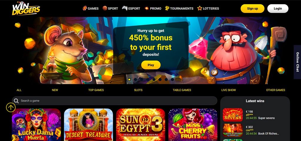 Win Diggers Casino Mobile Gaming